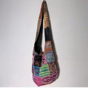 5/$25 Montana Multicolour Hippie Patchwork Razor Cut Hobo Bag